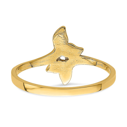 14K Polished Double Whale Tails Bypass Ring