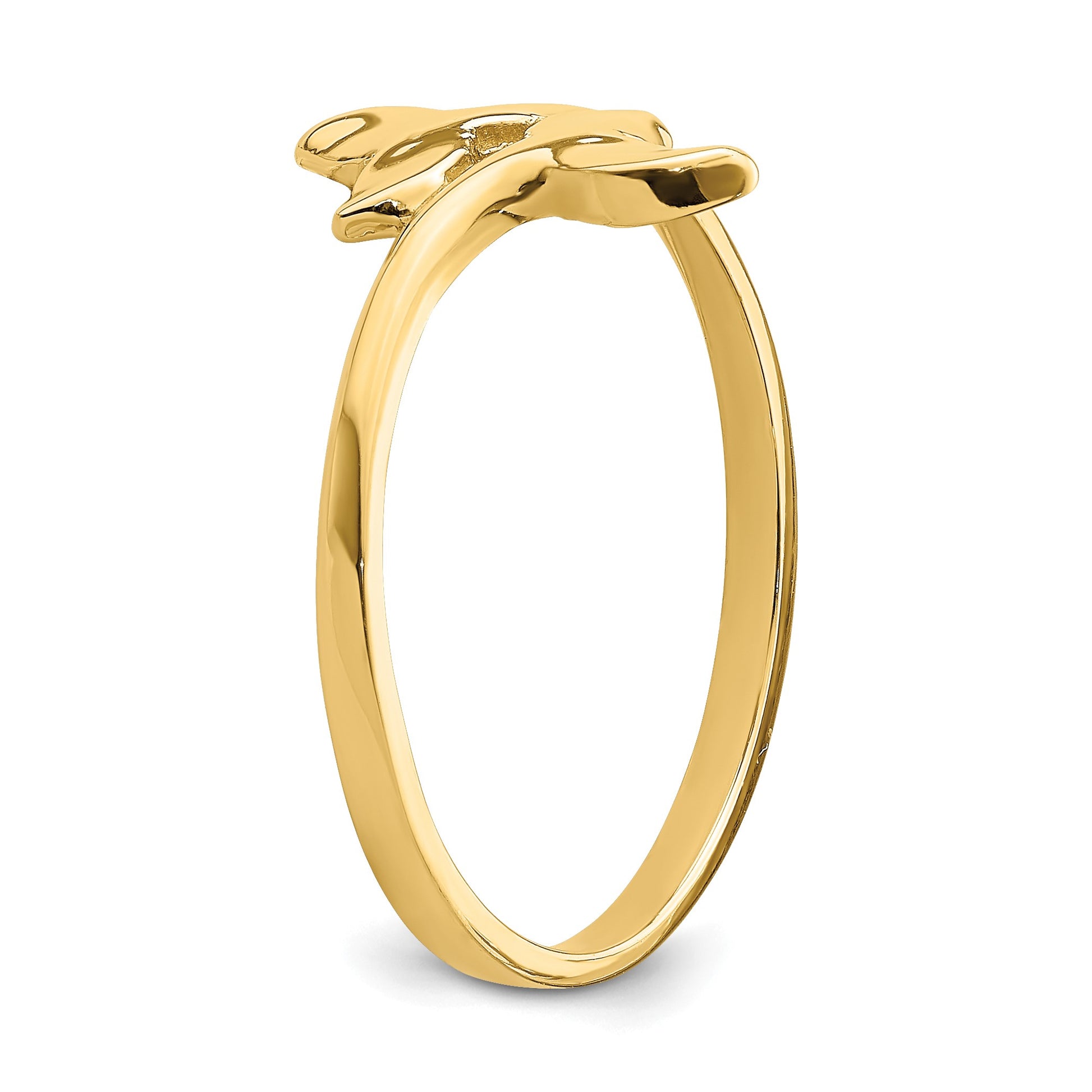 14K Polished Double Whale Tails Bypass Ring