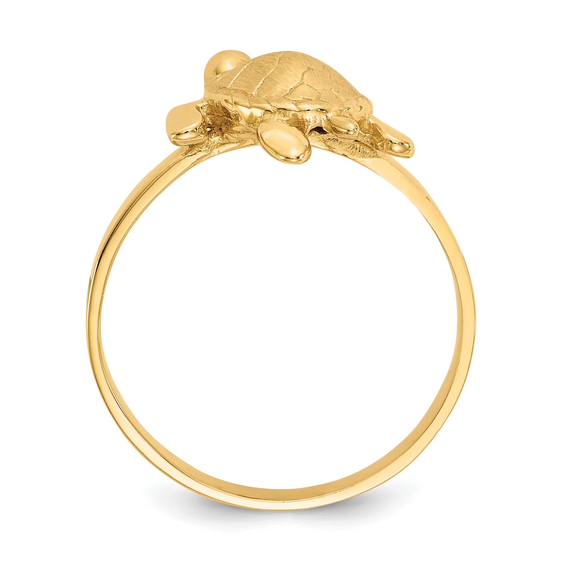 14K Polished and Textured Sea Turtle Ring