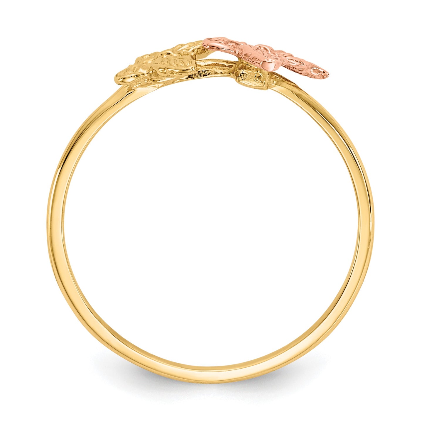 14k Two-Tone Polished Two Butterflies Ring