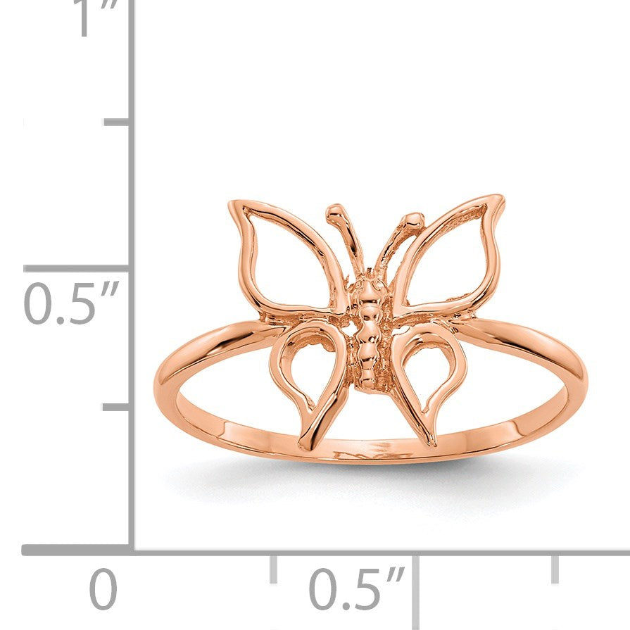 14k Rose Gold Polished Butterfly Ring