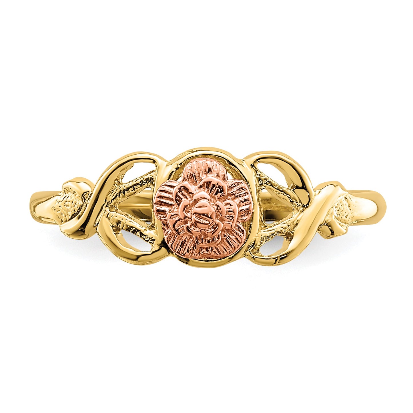 14K Two-Tone Polished Flower Ring