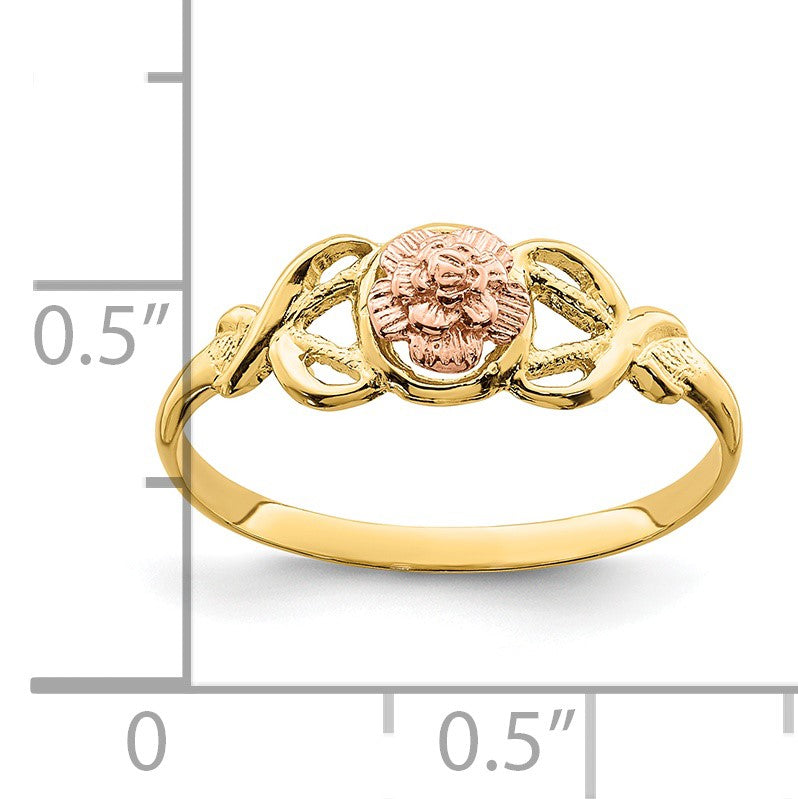 14K Two-Tone Polished Flower Ring