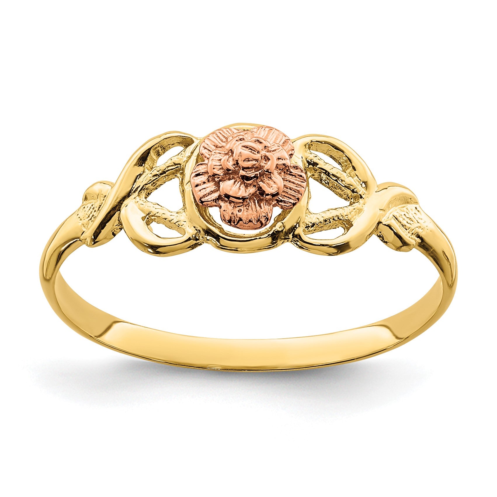 14K Two-Tone Polished Flower Ring