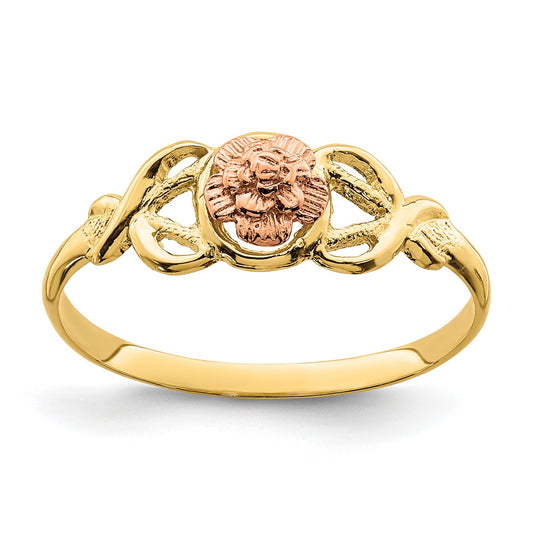 14K Two-Tone Polished Flower Ring