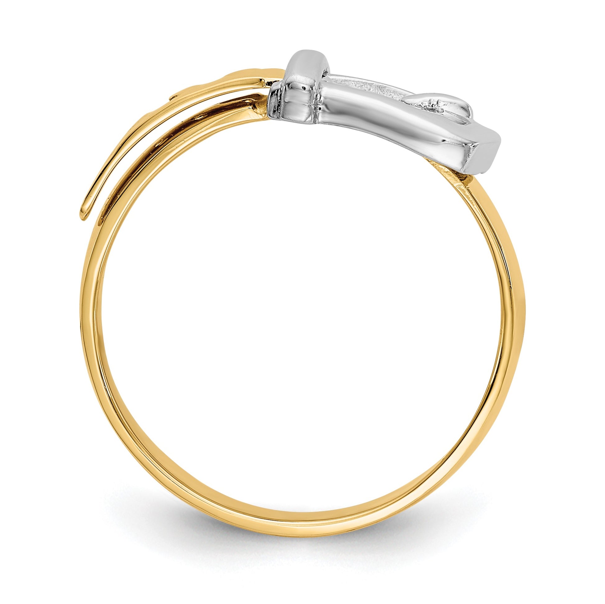 14k Two-Tone Polished Buckle Ring