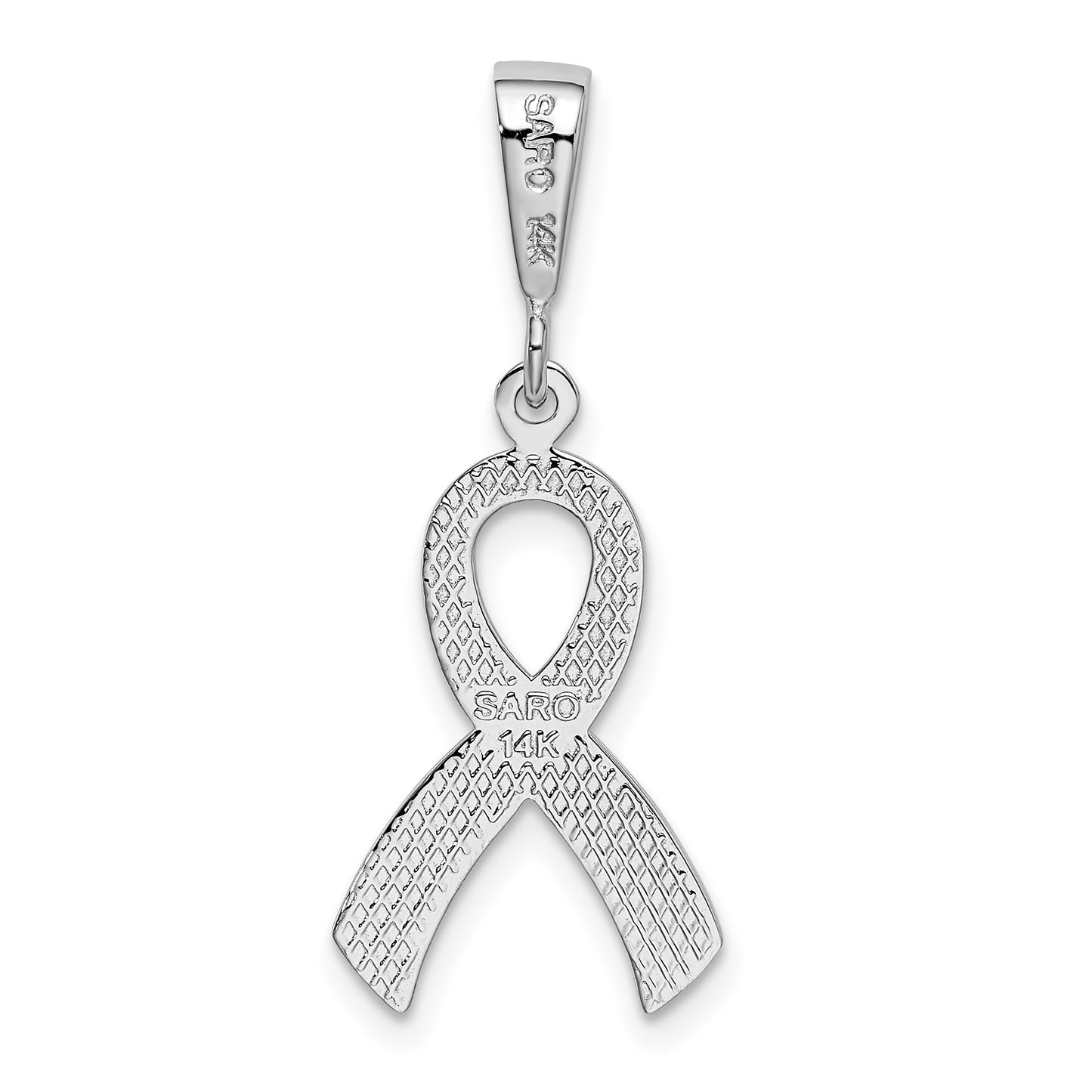 14k White Gold Awareness Ribbon Pendant