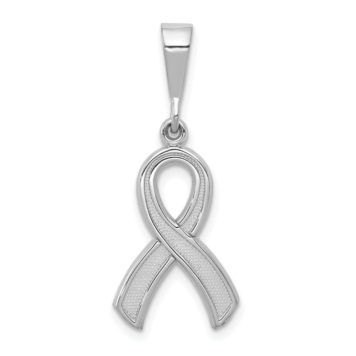 14k White Gold Awareness Ribbon Pendant
