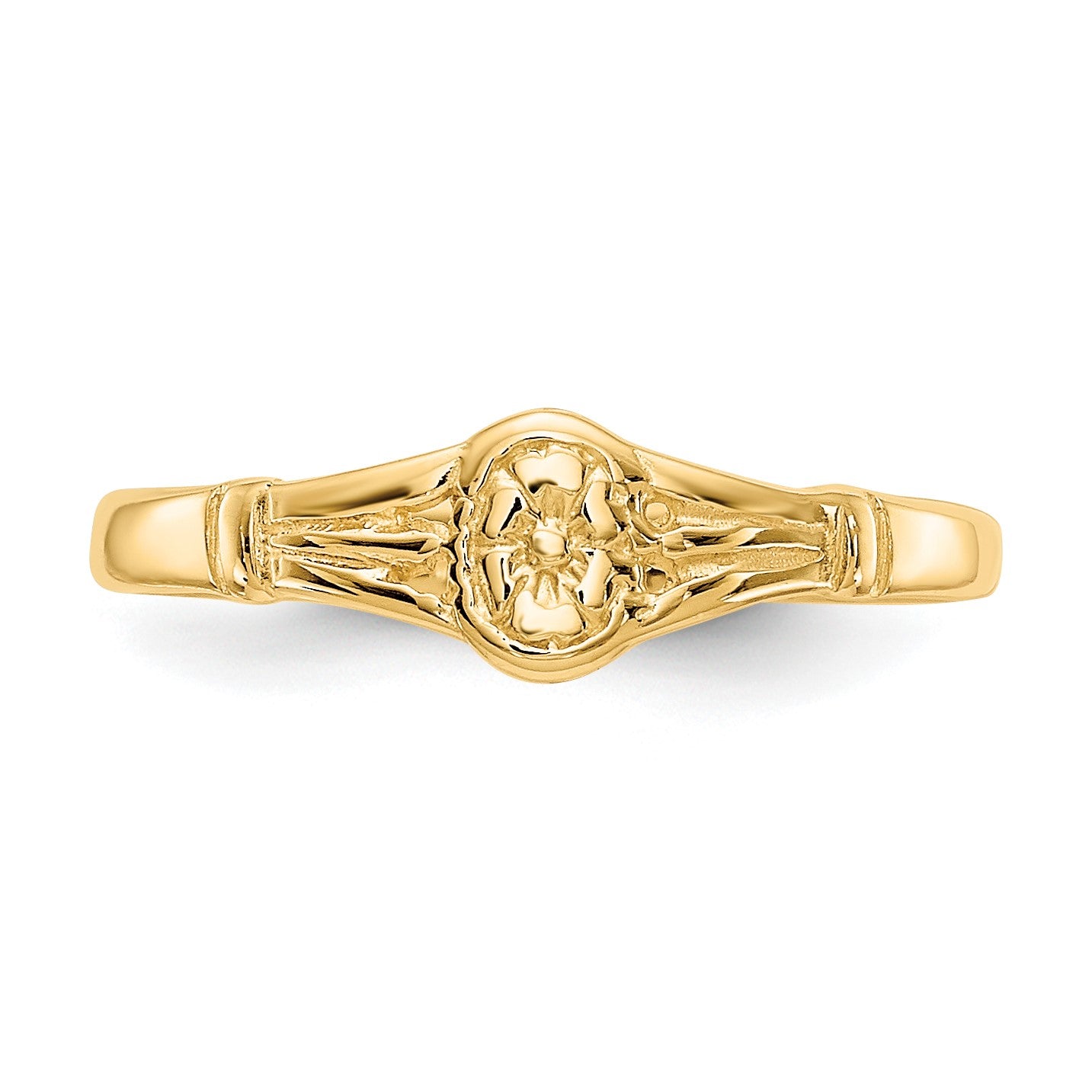 14K Polished Oval Flower Size 2.25 Baby / Childs Ring