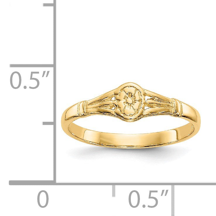 14K Polished Oval Flower Size 2.25 Baby / Childs Ring