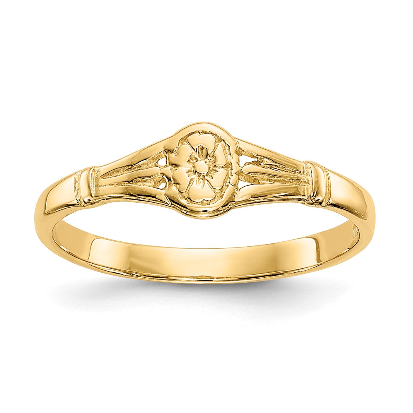 14K Polished Oval Flower Size 2.25 Baby / Childs Ring