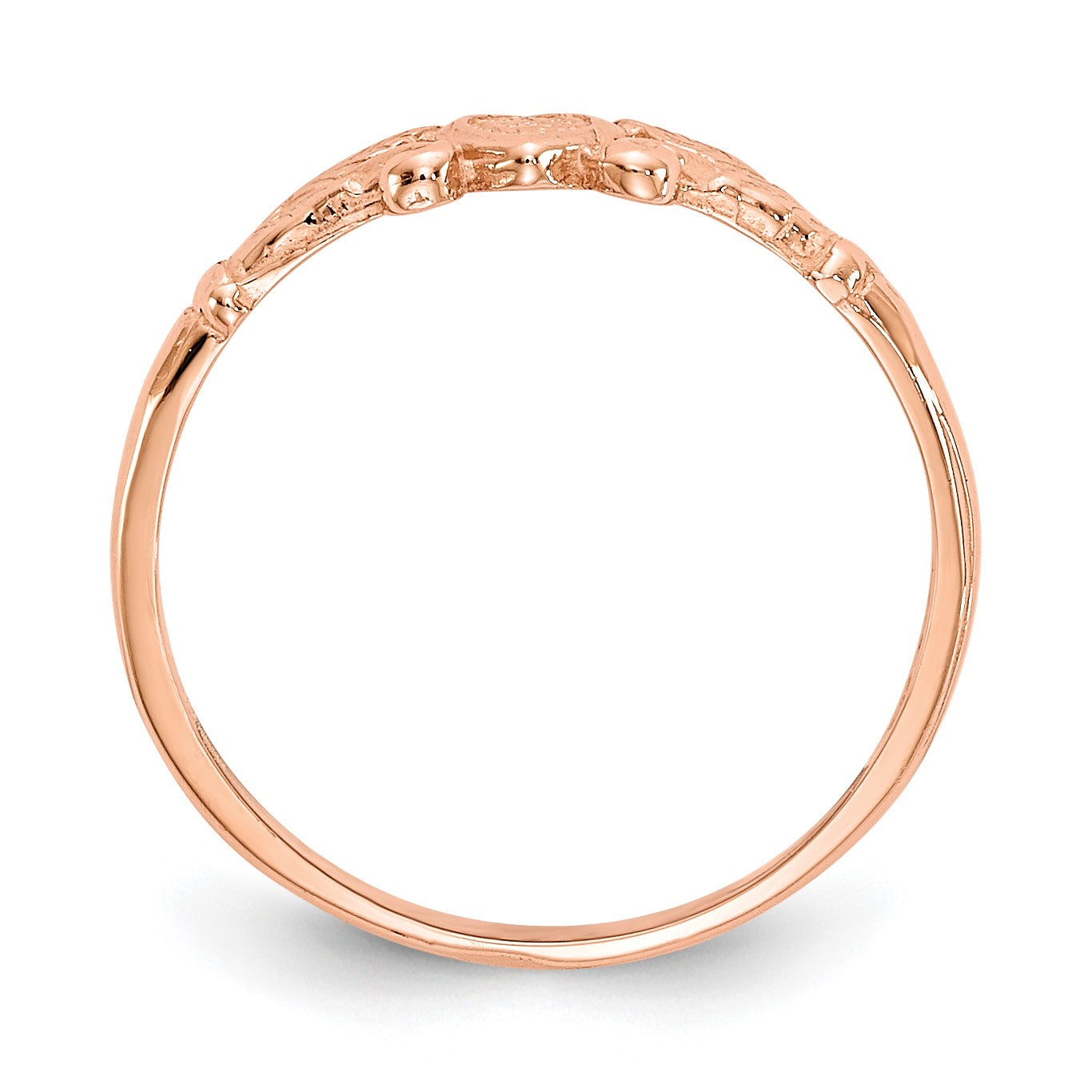 14K Rose Gold Textured Mini Heart Size 1 Baby / Childs Ring