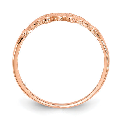 14K Rose Gold Textured Mini Heart Size 1 Baby / Childs Ring