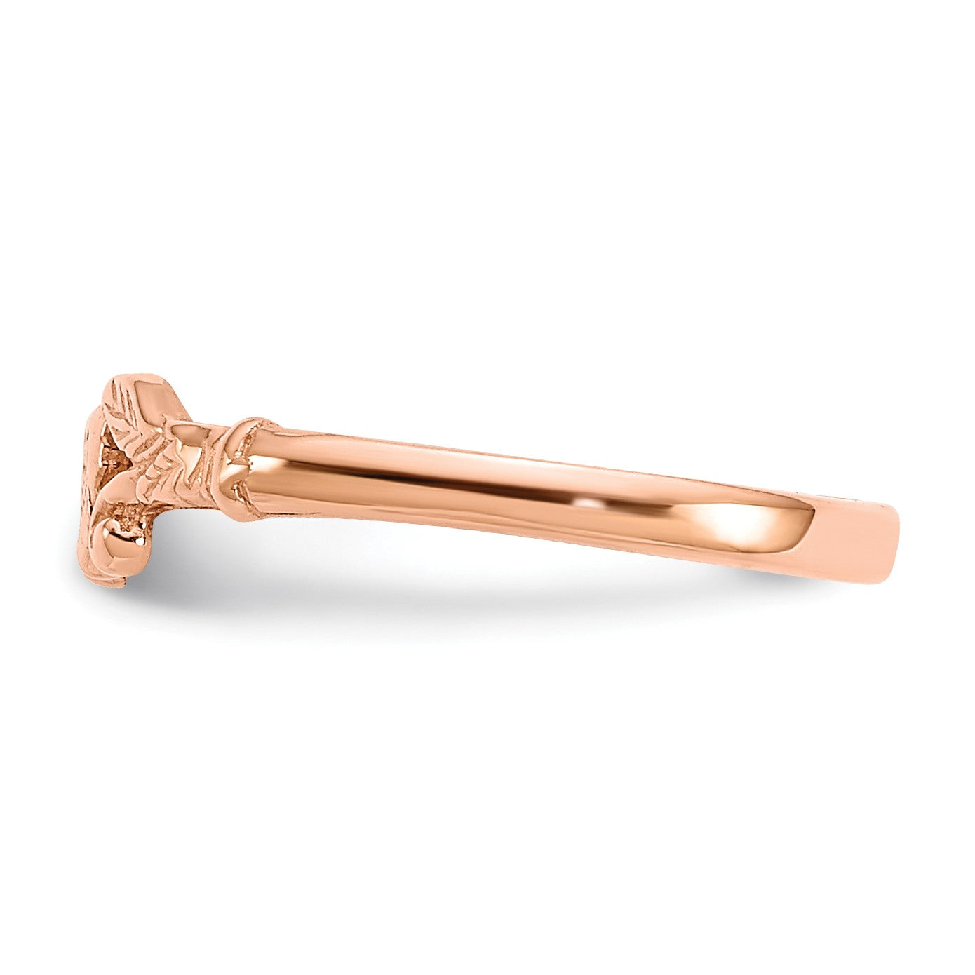 14K Rose Gold Textured Mini Heart Size 1 Baby / Childs Ring