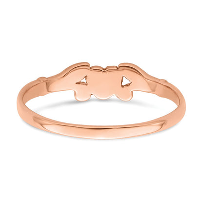 14K Rose Gold Textured Mini Heart Size 1 Baby / Childs Ring