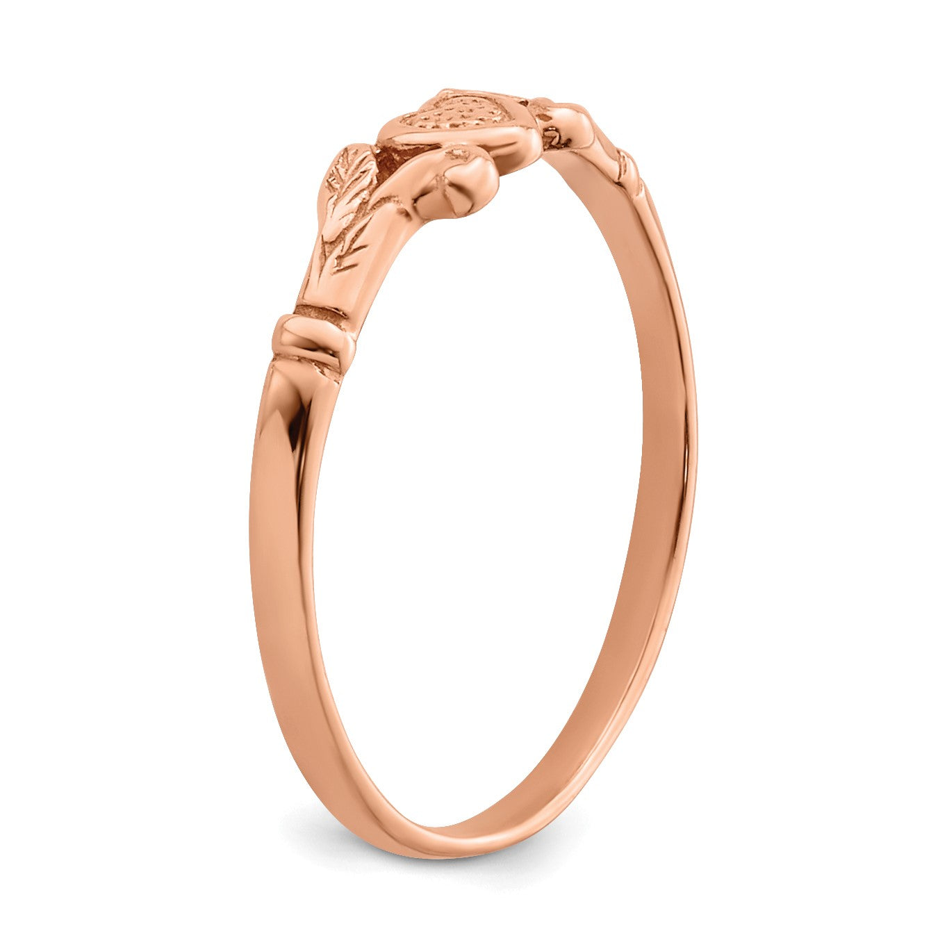 14K Rose Gold Textured Mini Heart Size 1 Baby / Childs Ring
