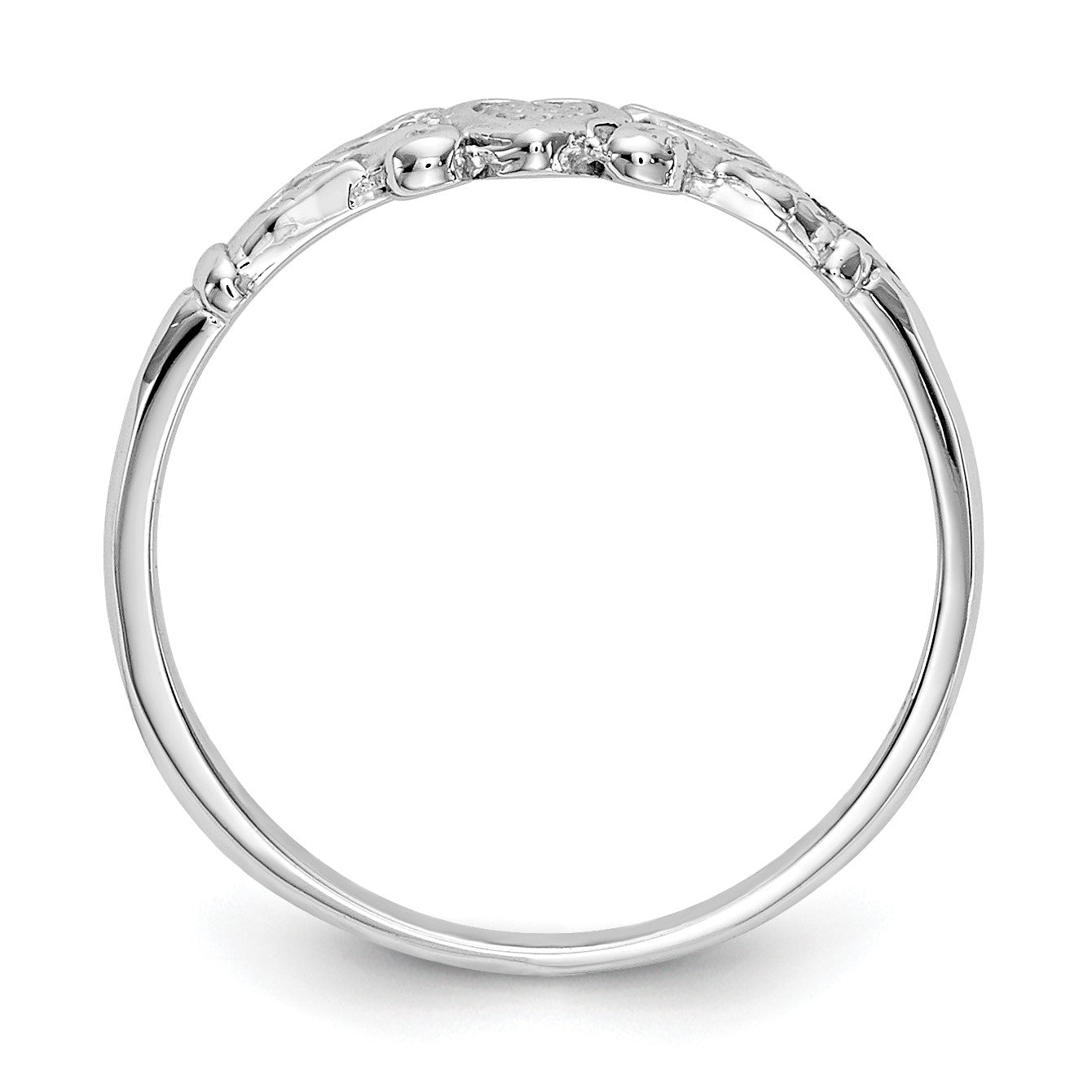 14K White Gold Textured Mini Heart Size 1 Baby / Childs Ring