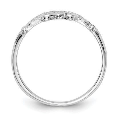 14K White Gold Textured Mini Heart Size 1 Baby / Childs Ring