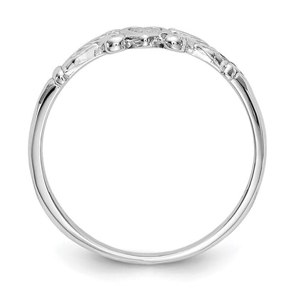 14K White Gold Textured Mini Heart Baby Ring