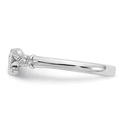 14K White Gold Textured Mini Heart Baby Ring