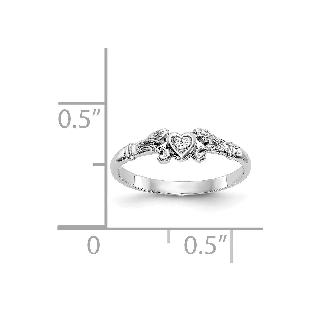 14K White Gold Textured Mini Heart Baby Ring