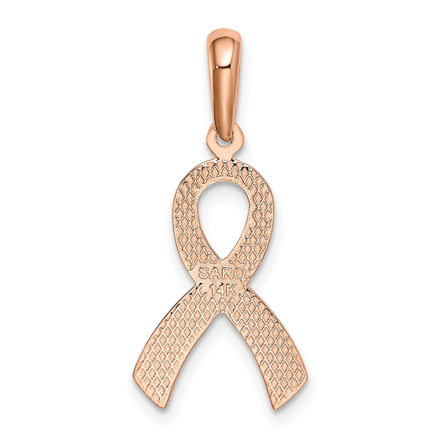 14k Rose Gold Awareness Ribbon Pendant
