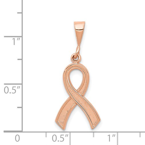 14k Rose Gold Awareness Ribbon Pendant