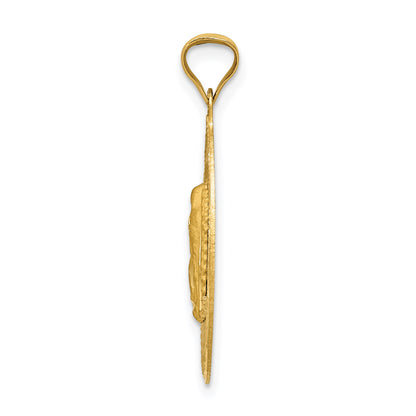 14K with Rose and White Rhodium Diamond-cut Solid Our Lady Of Guadalupe Oval Pendant