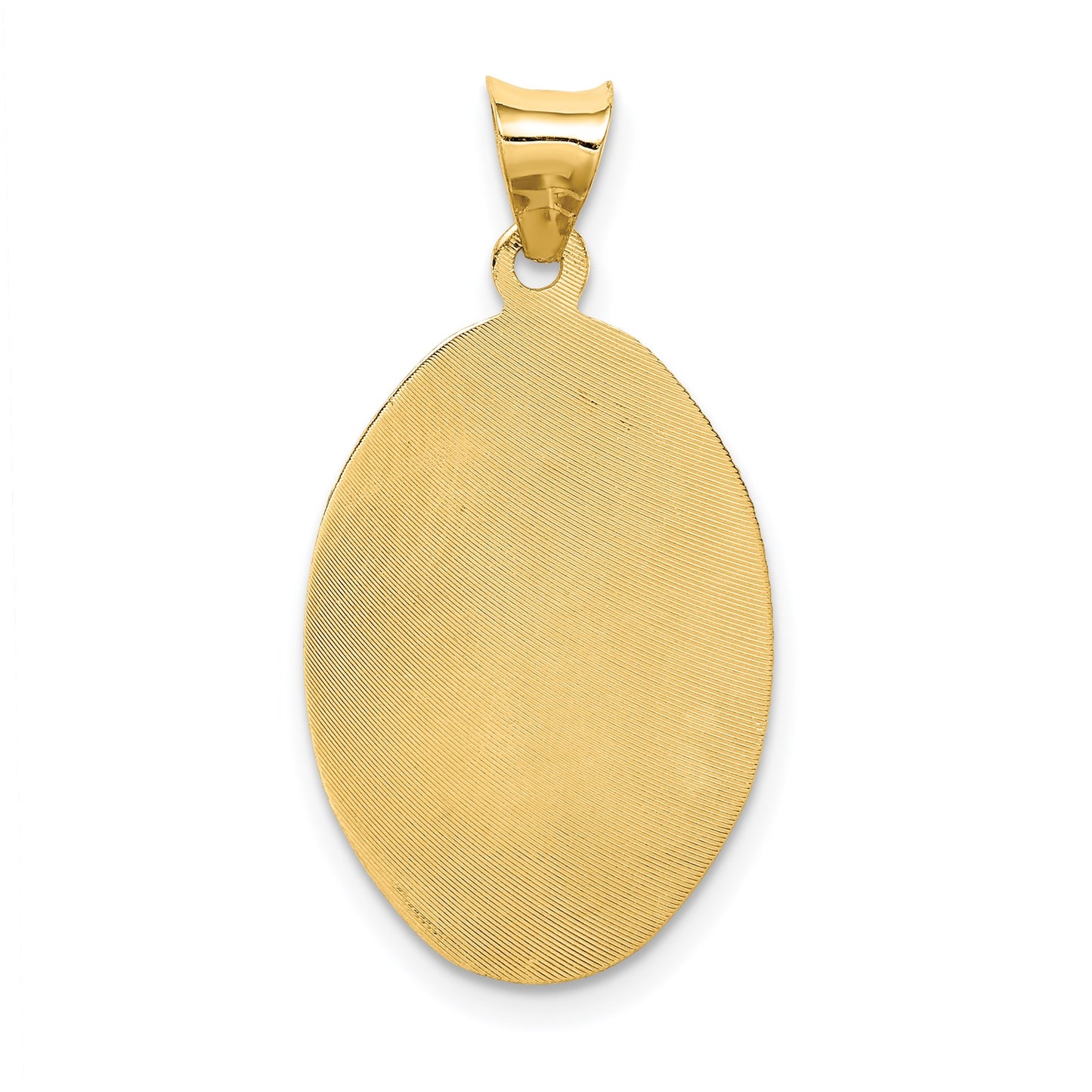 14K with Rose and White Rhodium Diamond-cut Solid Our Lady Of Guadalupe Oval Pendant