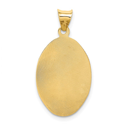 14K with Rose and White Rhodium Diamond-cut Solid Our Lady Of Guadalupe Oval Pendant
