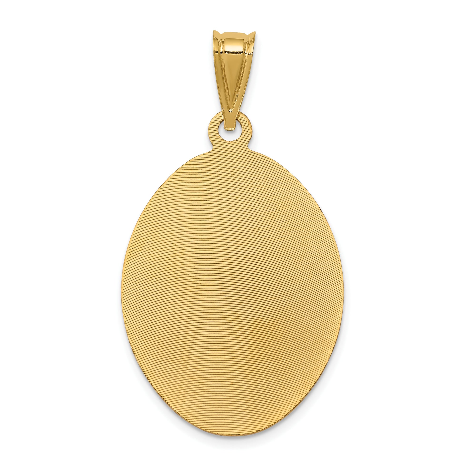 14K with Rose and White Rhodium Diamond-cut Solid Large Our Lady Of Guadalupe Oval Pendant