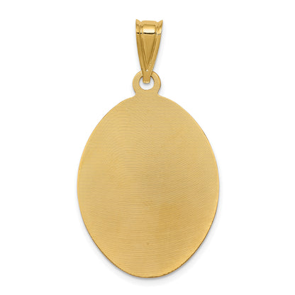 14K with Rose and White Rhodium Diamond-cut Solid Large Our Lady Of Guadalupe Oval Pendant