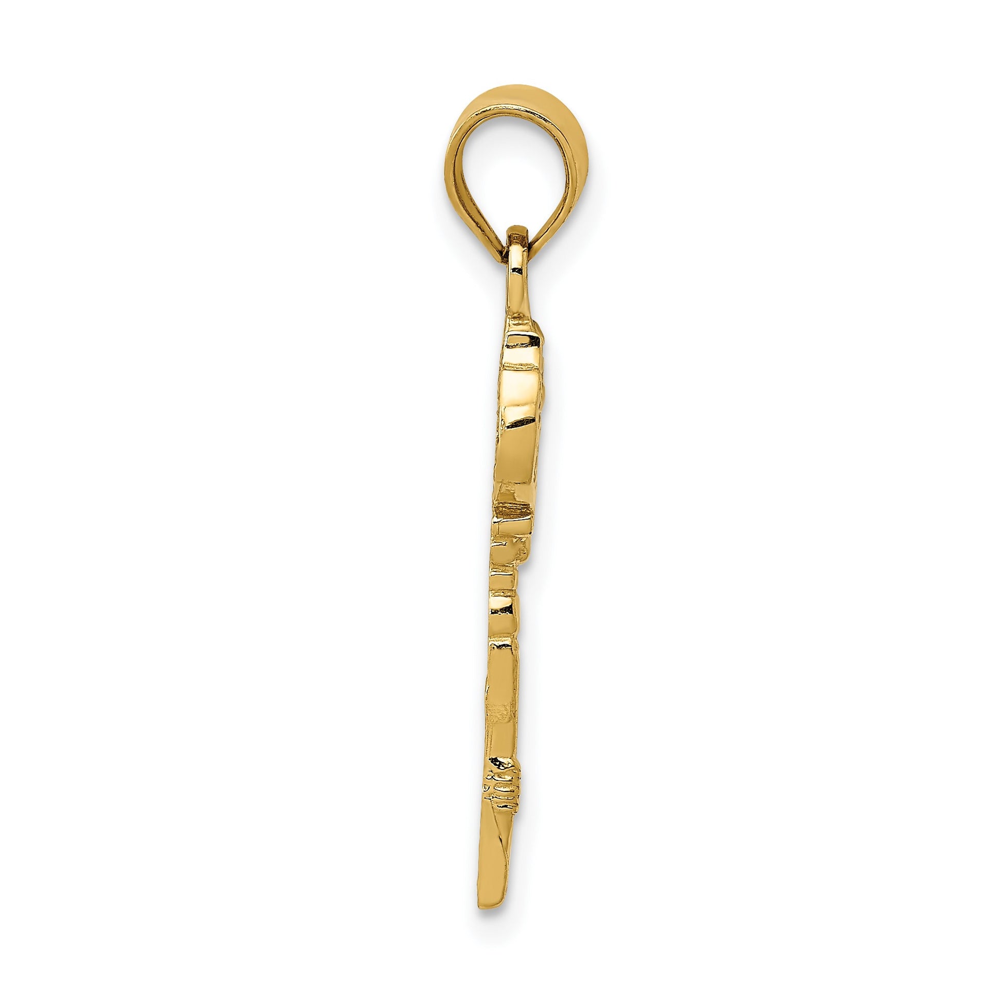 14K Polished Filigree Key Charm