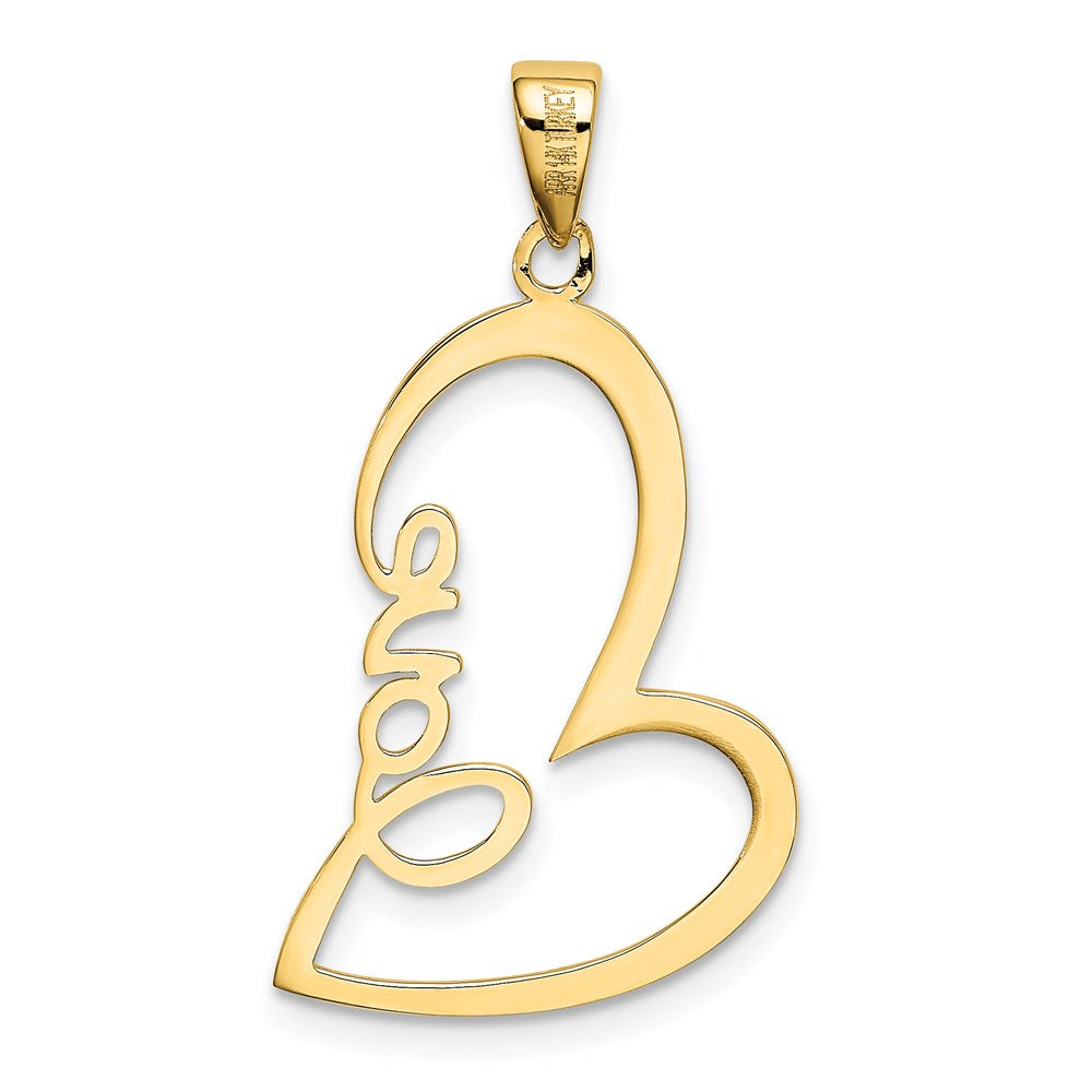 14k Gold Polished LOVE Heart Pendant