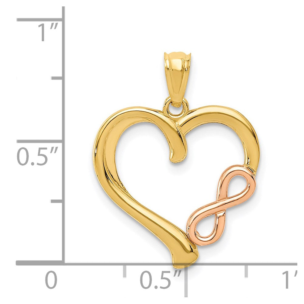 14K Two-tone Polished Infinity Heart Pendant