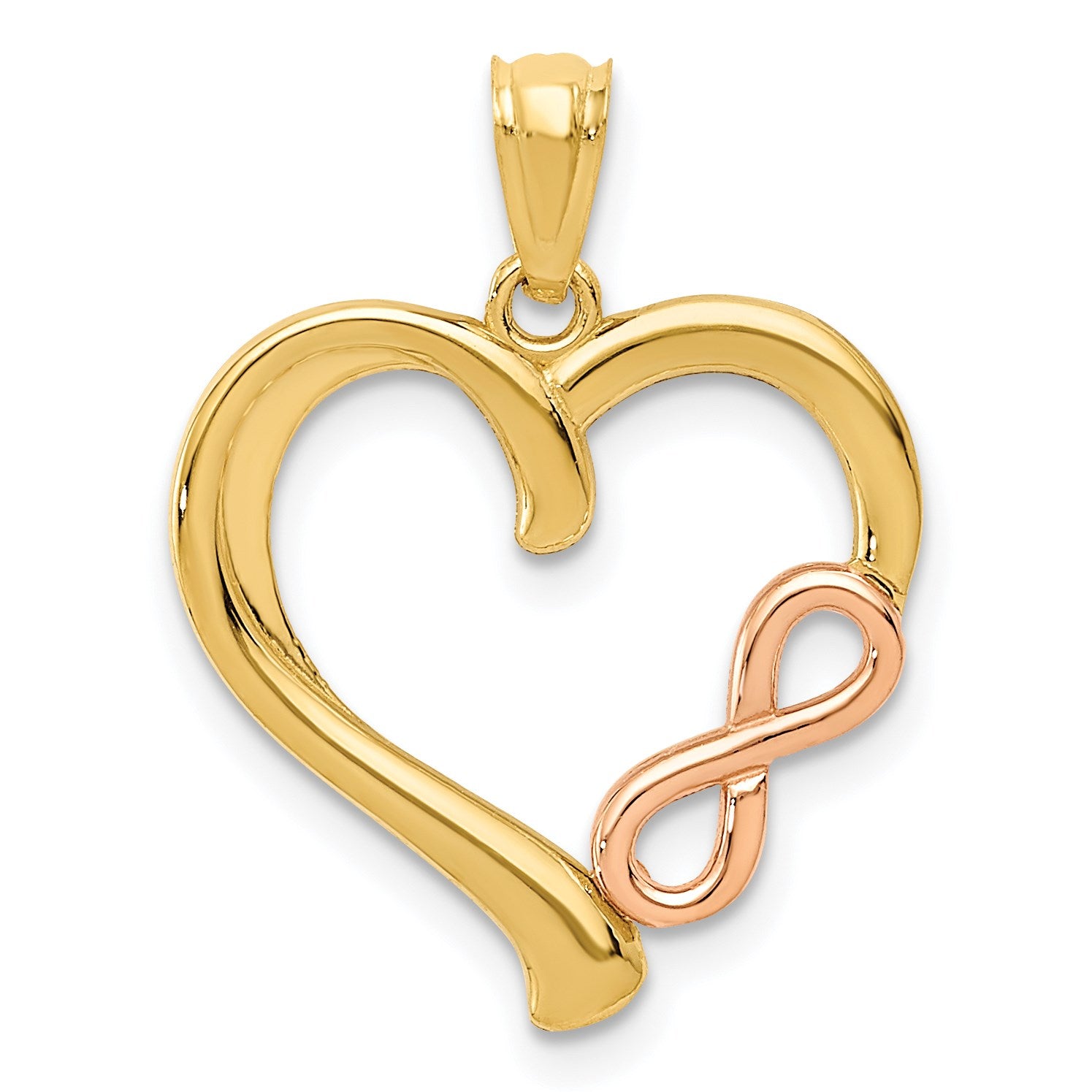 14K Two-tone Polished Infinity Heart Pendant