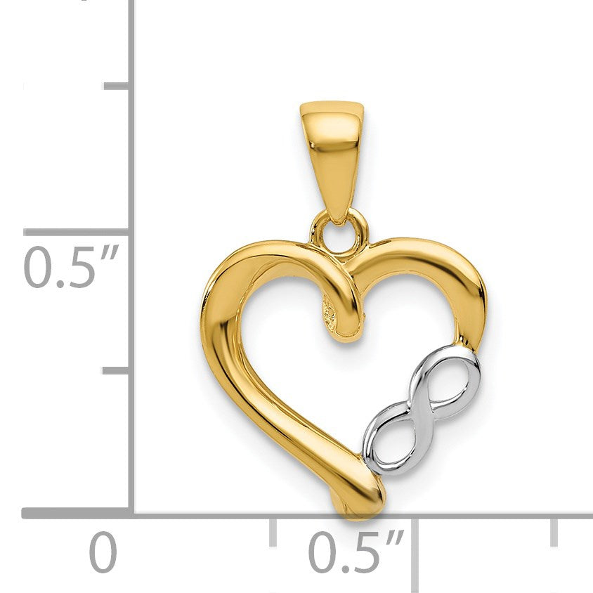 14K and White Rhodium Infinity Heart Pendant