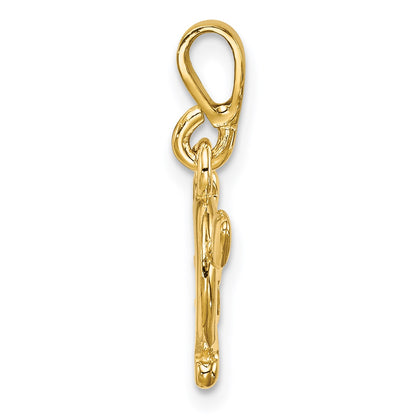 14k Gold Polished Bow and Arrow Pendant