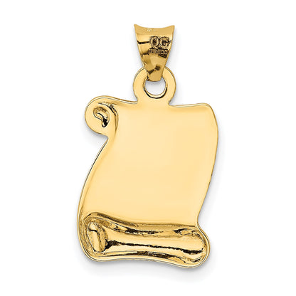 14k Polished and Textured I LOVE YOU Scroll Pendant