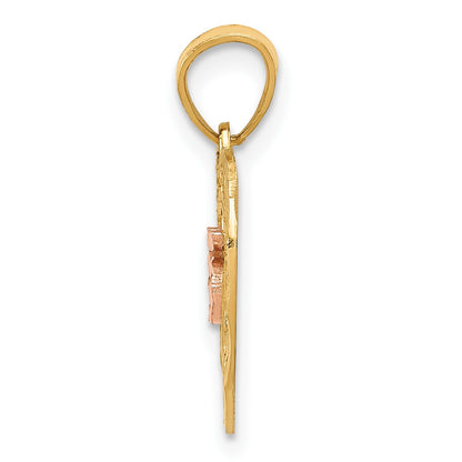 14k Two-tone Diamond-cut 15 Pendant