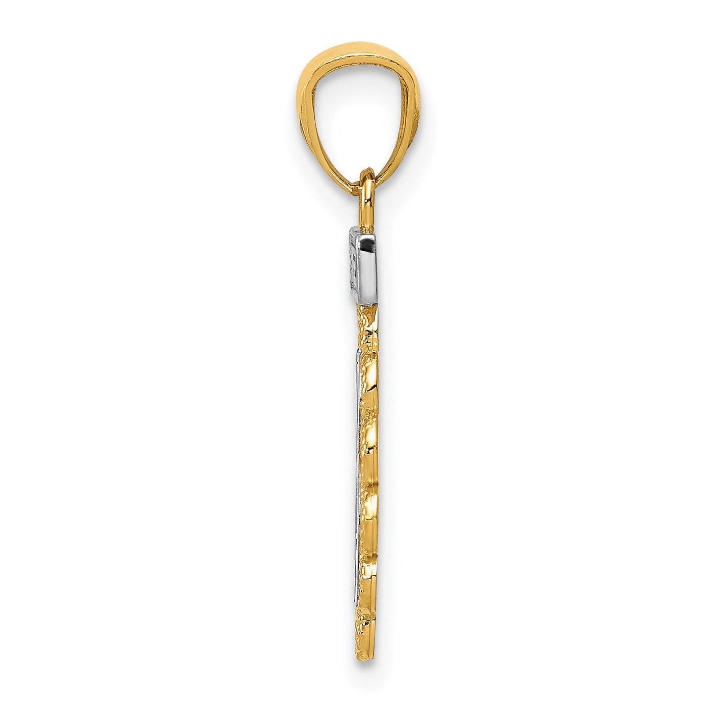 14k with White Rhodium Filigree SWEET 16 Pendant