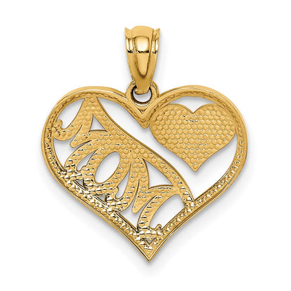 14k Polished MOM and Heart In Heart Pendant