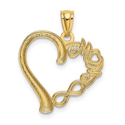 14k Polished MOM in Heart w/Infinity Symbol Pendant