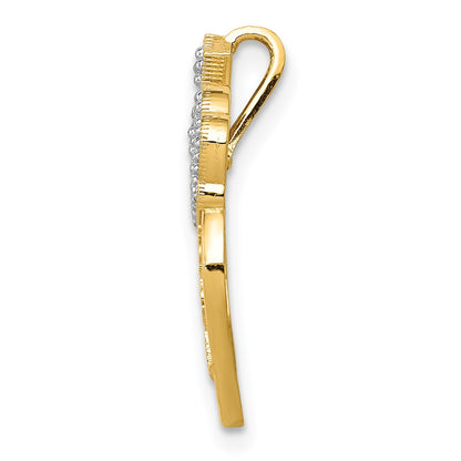14k and White Rhodium DADDYS LITTLE GIRL Heart with Crown Chain Slide