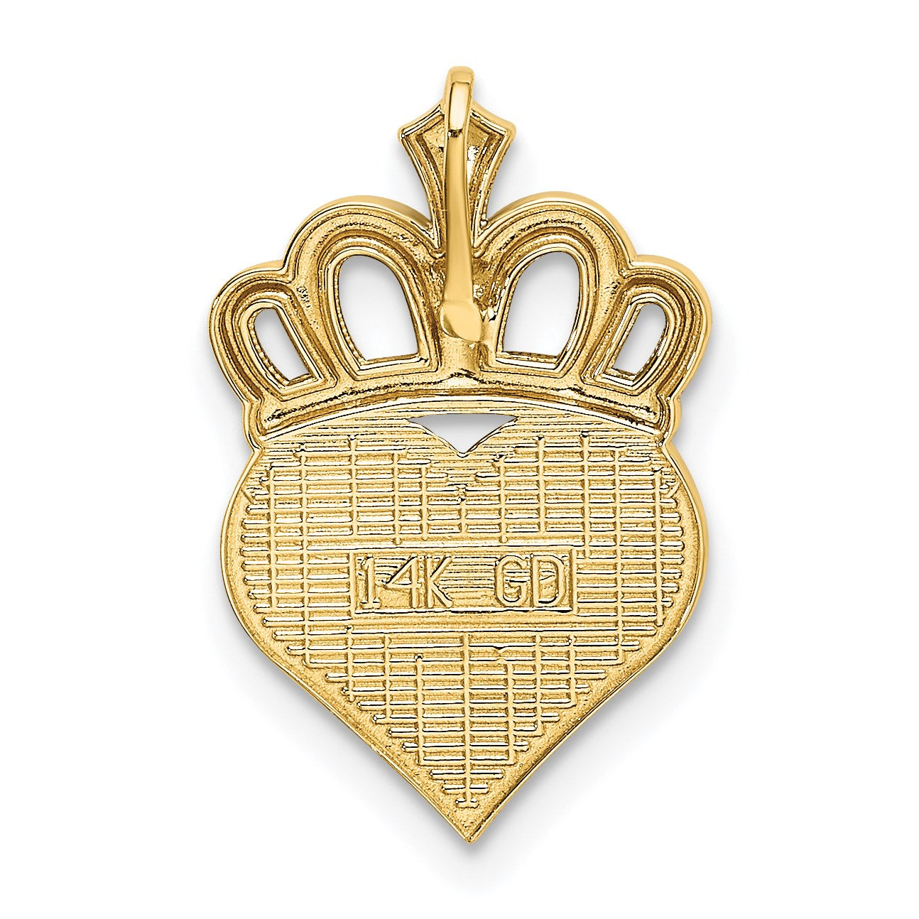 14k and White Rhodium DADDYS LITTLE GIRL Heart with Crown Chain Slide