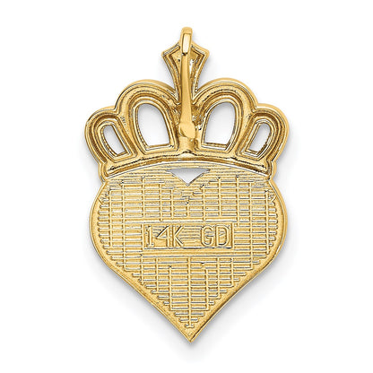 14k and White Rhodium DADDYS LITTLE GIRL Heart with Crown Chain Slide