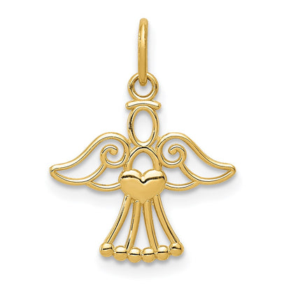 14k Polished Small Angel w/Heart Pendant