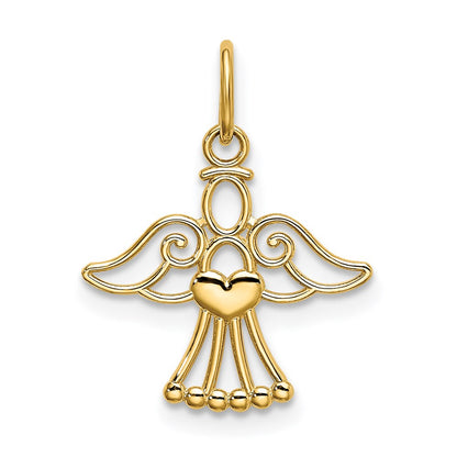 14k Polished Small Angel w/Heart Pendant