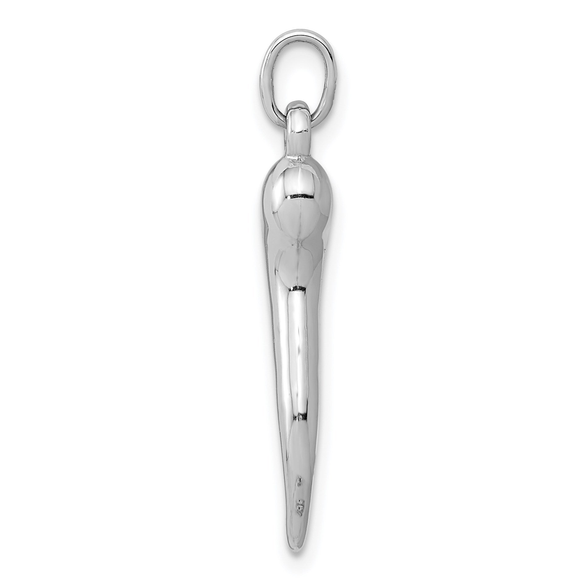 14k White Gold 3-D Italian Horn Charm