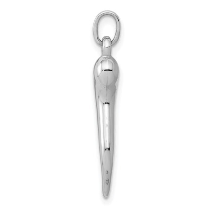 14k White Gold 3-D Italian Horn Charm